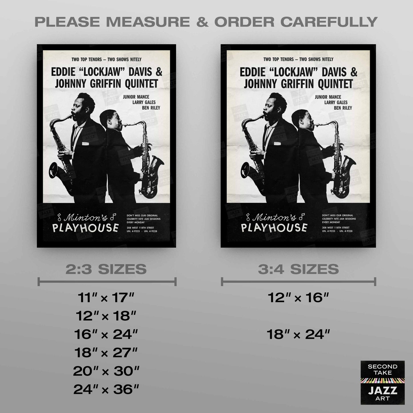 Eddie "Lockjaw" Davis - Johnny Griffin jazz poster - At Minton's Playhouse - 1961