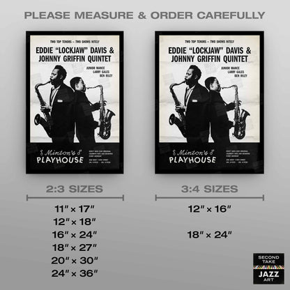 Eddie "Lockjaw" Davis - Johnny Griffin jazz poster - At Minton's Playhouse - 1961