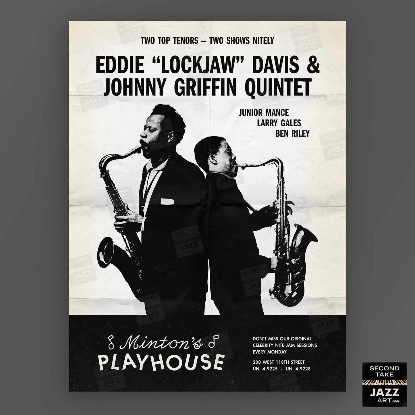 Eddie "Lockjaw" Davis - Johnny Griffin jazz poster - At Minton's Playhouse - 1961