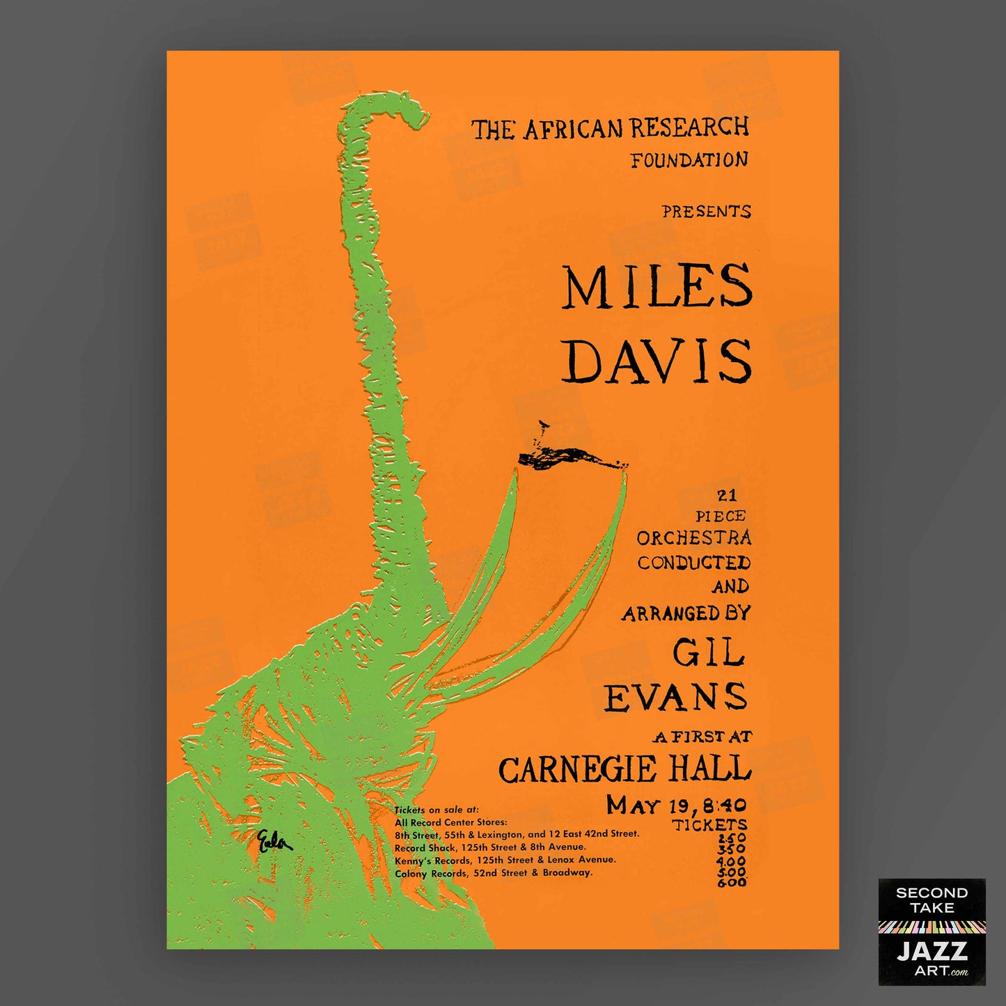 Miles Davis - Gil Evans jazz poster - At Carnegie Hall - 1961