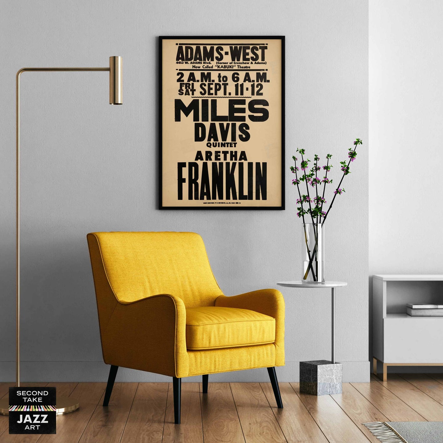 Miles Davis - Aretha Franklin jazz poster - Adams-West - Los Angeles - 1964