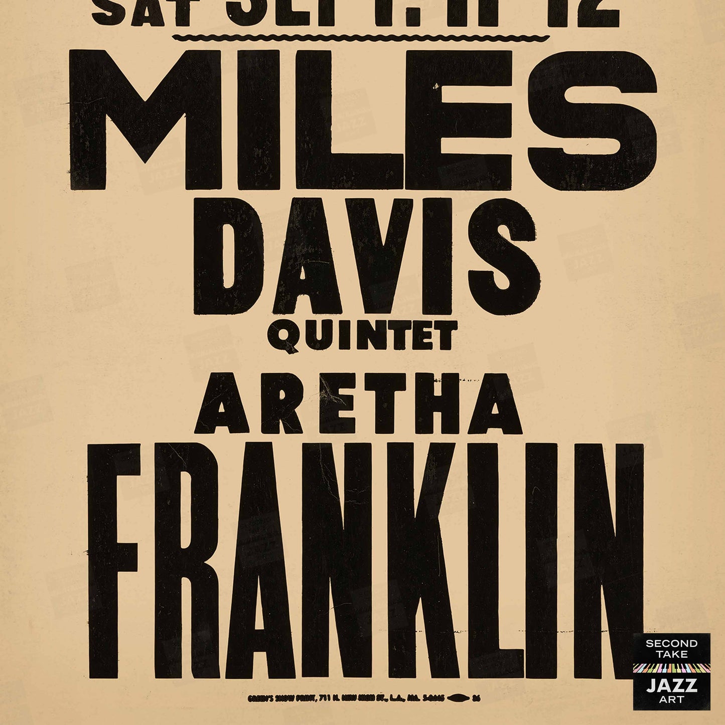 Miles Davis - Aretha Franklin jazz poster - Adams-West - Los Angeles - 1964