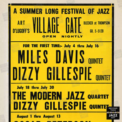 Miles Davis - Dizzy Gillespie - Mongo Santamaria jazz poster - Village Gate - 1963