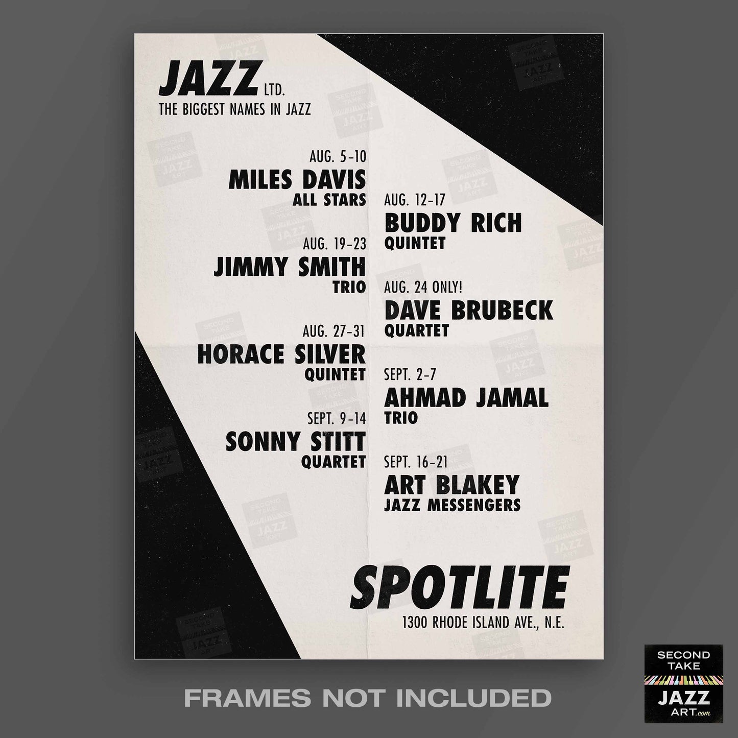 Ahmad Jamal - Miles Davis jazz poster - Live at the Spotlite - 1958