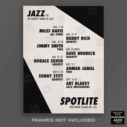 Ahmad Jamal - Miles Davis jazz poster - Live at the Spotlite - 1958