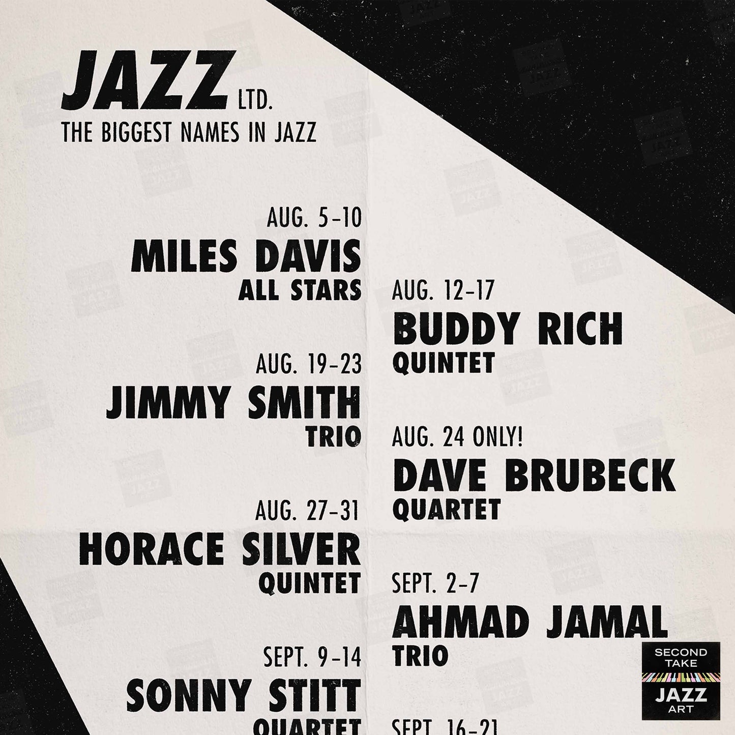 Ahmad Jamal - Miles Davis jazz poster - Live at the Spotlite - 1958