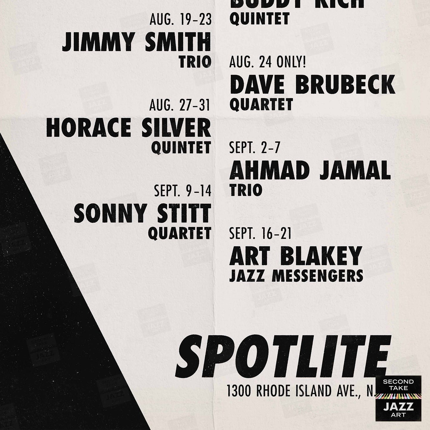 Ahmad Jamal - Miles Davis jazz poster - Live at the Spotlite - 1958