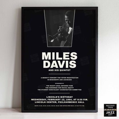 Miles Davis - My Funny Valentine - Four & More jazz poster - Lincoln Center - 1964 (black variant)