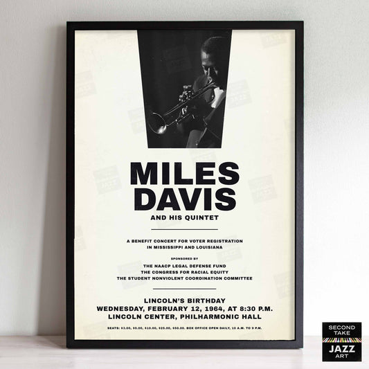 Miles Davis - My Funny Valentine - Four & More jazz poster - Lincoln Center - 1964 (white variant)