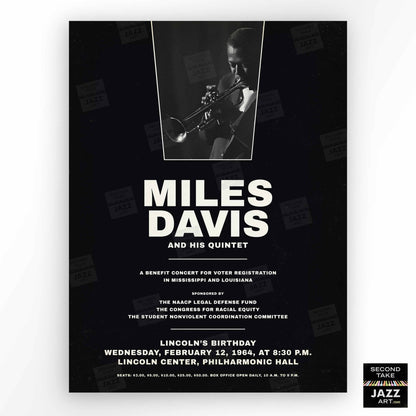 Miles Davis - My Funny Valentine - Four & More jazz poster - Lincoln Center - 1964 (black variant)