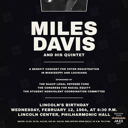 Miles Davis - My Funny Valentine - Four & More jazz poster - Lincoln Center - 1964 (black variant)