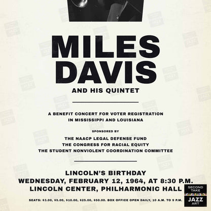 Miles Davis - My Funny Valentine - Four & More jazz poster - Lincoln Center - 1964