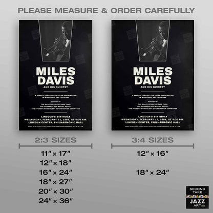 Miles Davis - My Funny Valentine - Four & More jazz poster - Lincoln Center - 1964 (black variant)