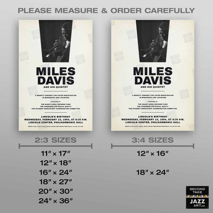 Miles Davis - My Funny Valentine - Four & More jazz poster - Lincoln Center - 1964