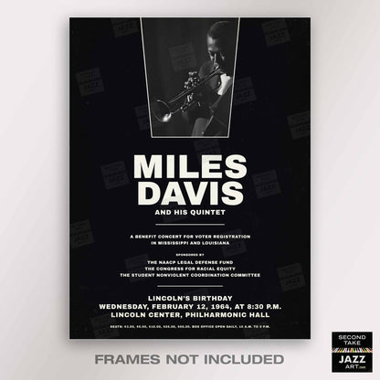 Miles Davis - My Funny Valentine - Four & More jazz poster - Lincoln Center - 1964 (black variant)