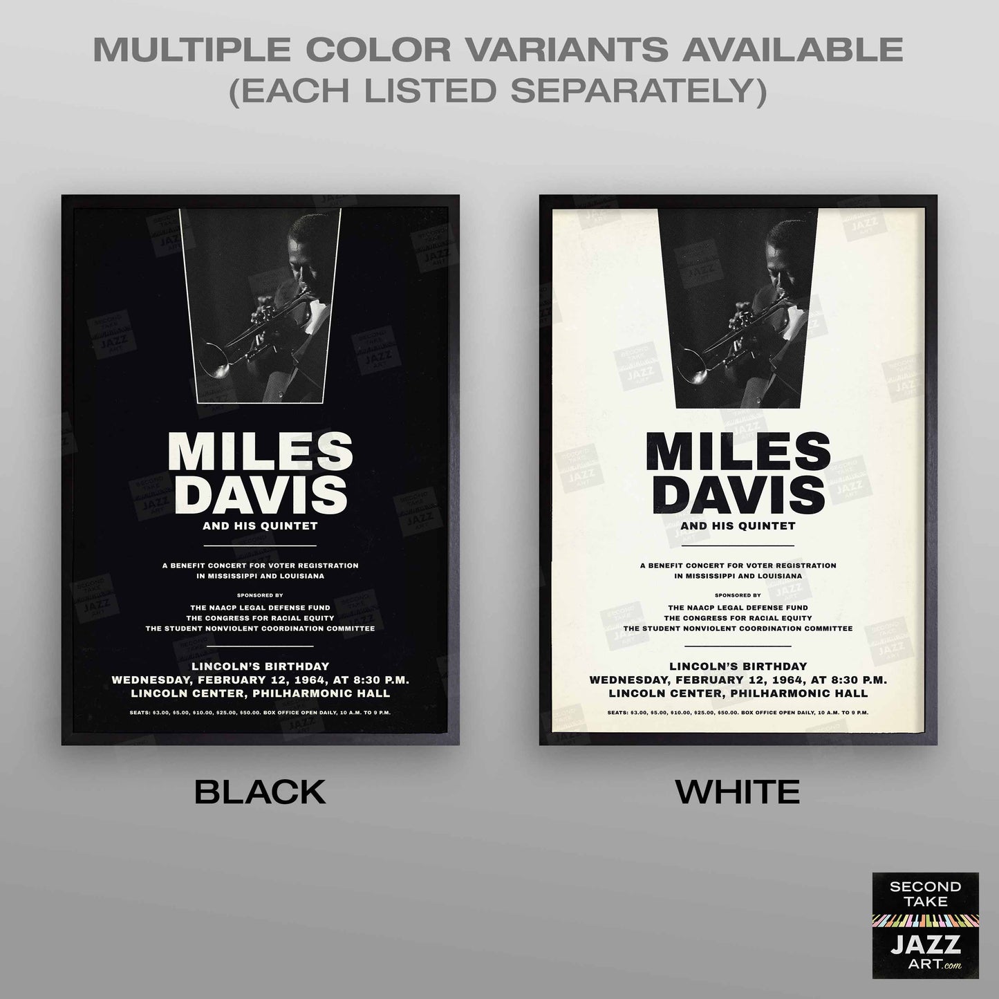 Miles Davis - My Funny Valentine - Four & More jazz poster - Lincoln Center - 1964 (black variant)