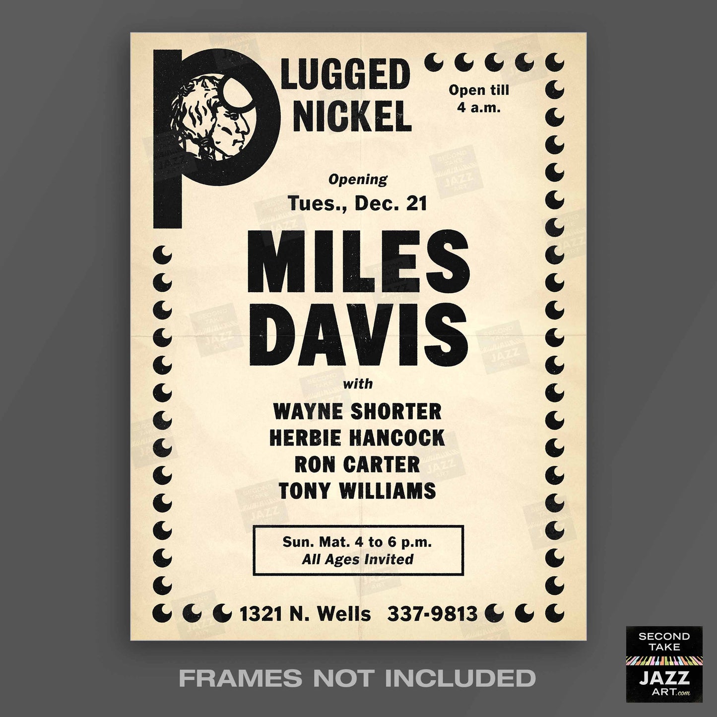 Miles Davis jazz poster - Live at the Plugged Nickel - Chicago - 1965