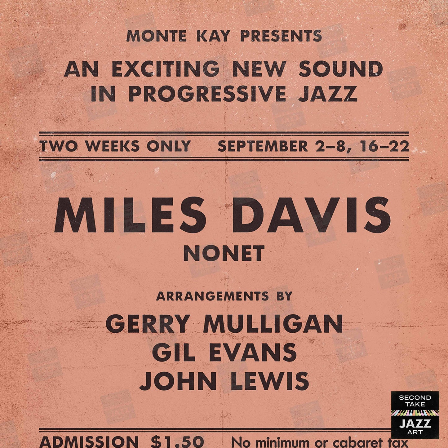 Miles Davis - Gerry Mulligan - Gil Evans jazz poster - Birth of the Cool - Royal Roost - 1948