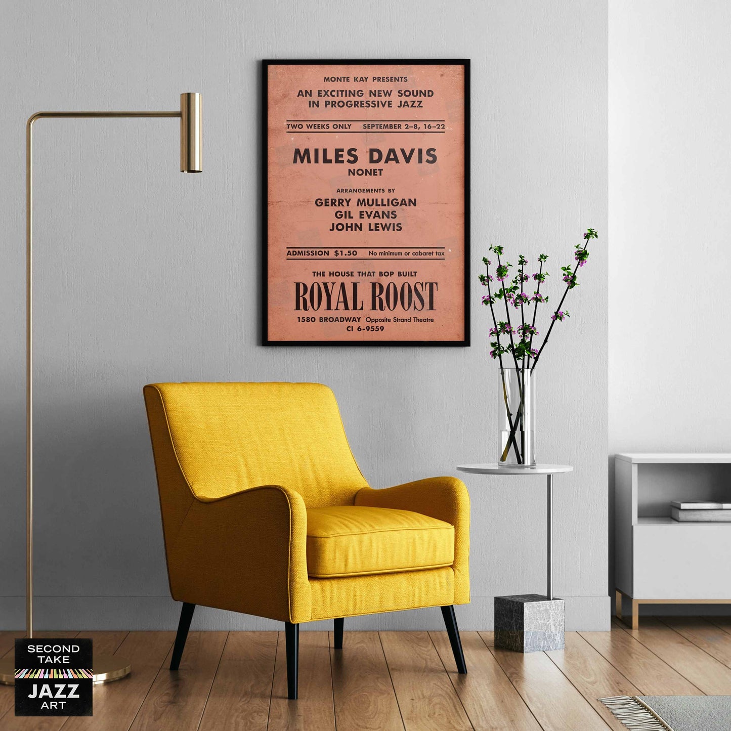 Miles Davis - Gerry Mulligan - Gil Evans jazz poster - Birth of the Cool - Royal Roost - 1948