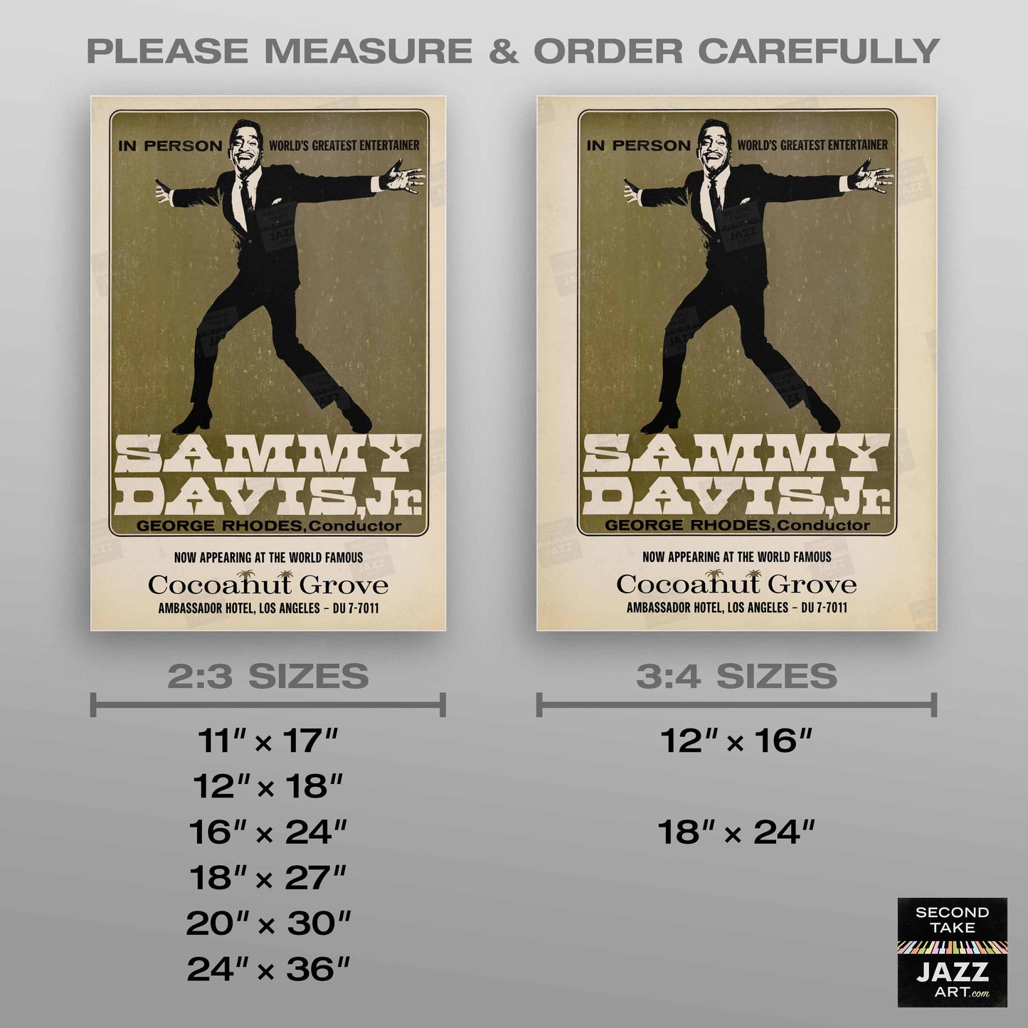 Sammy Davis, Jr. jazz poster - At the Cocoanut Grove - Los Angeles - 1962