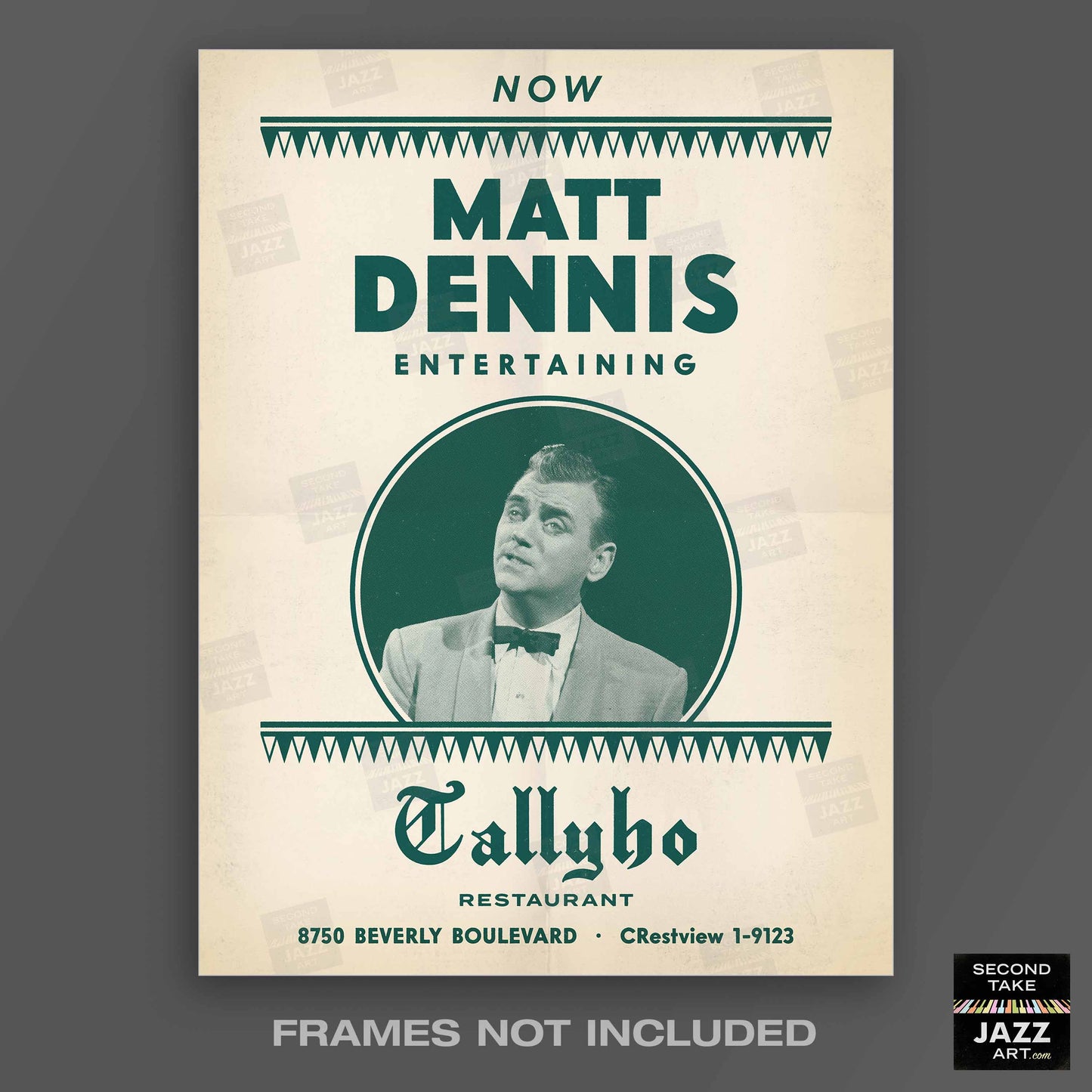 Matt Dennis jazz poster - Plays and Sings at the Tallyho - West Hollywood - 1953