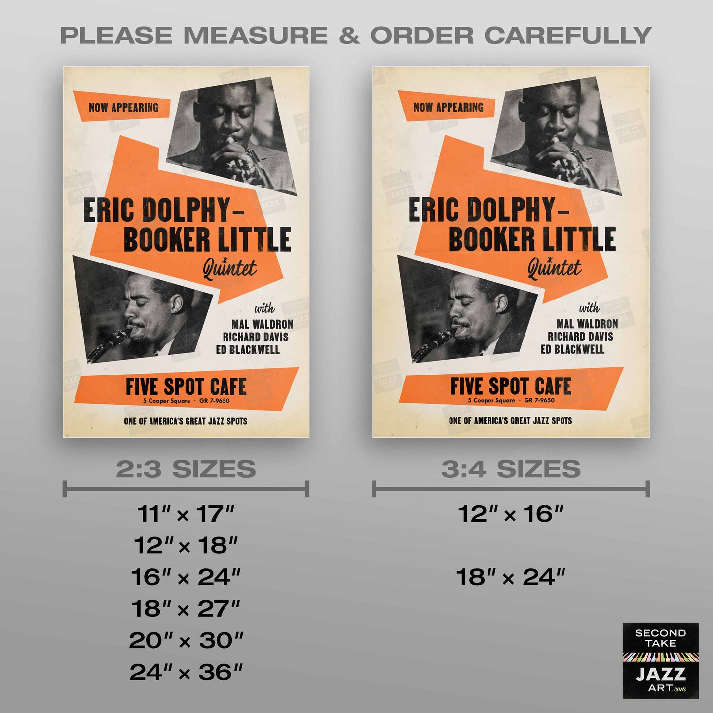 Eric Dolphy - Booker Little jazz poster - Five Spot Cafe - 1961