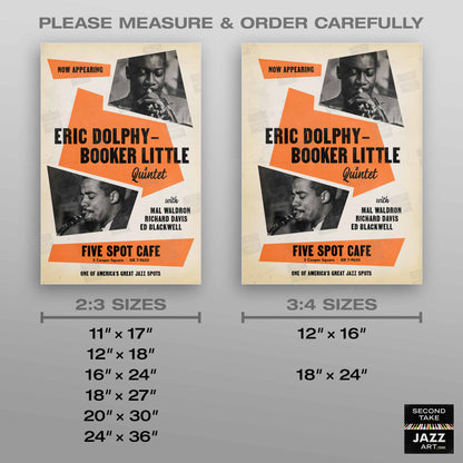 Eric Dolphy - Booker Little jazz poster - Five Spot Cafe - 1961