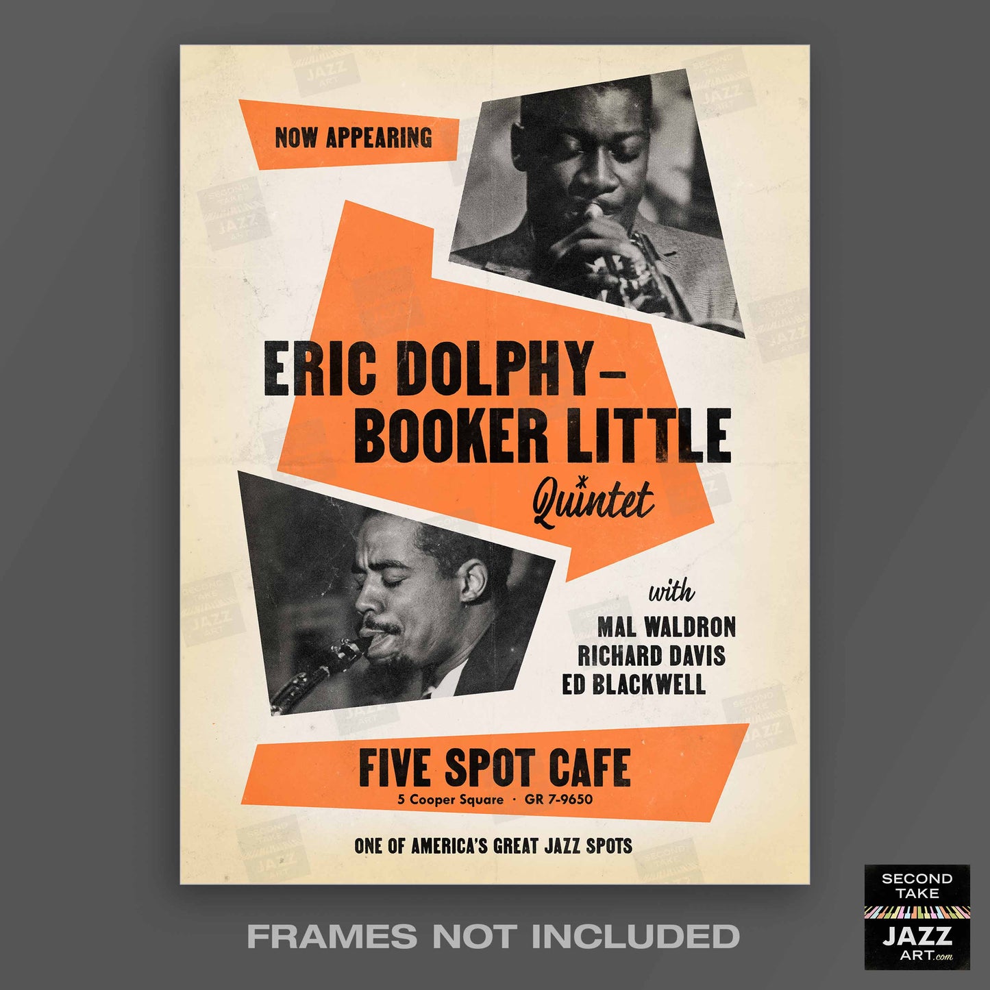 Eric Dolphy - Booker Little jazz poster - Five Spot Cafe - 1961