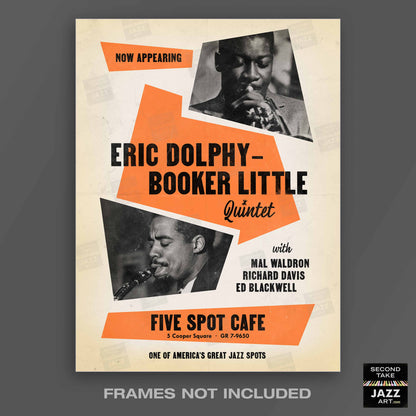 Eric Dolphy - Booker Little jazz poster - Five Spot Cafe - 1961