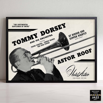 Tommy Dorsey - Frank Sinatra jazz poster - Astor Roof - 1940 (horizontal)