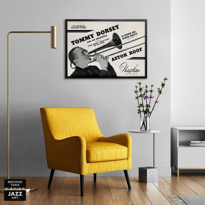 Tommy Dorsey - Frank Sinatra jazz poster - Astor Roof - 1940 (horizontal)