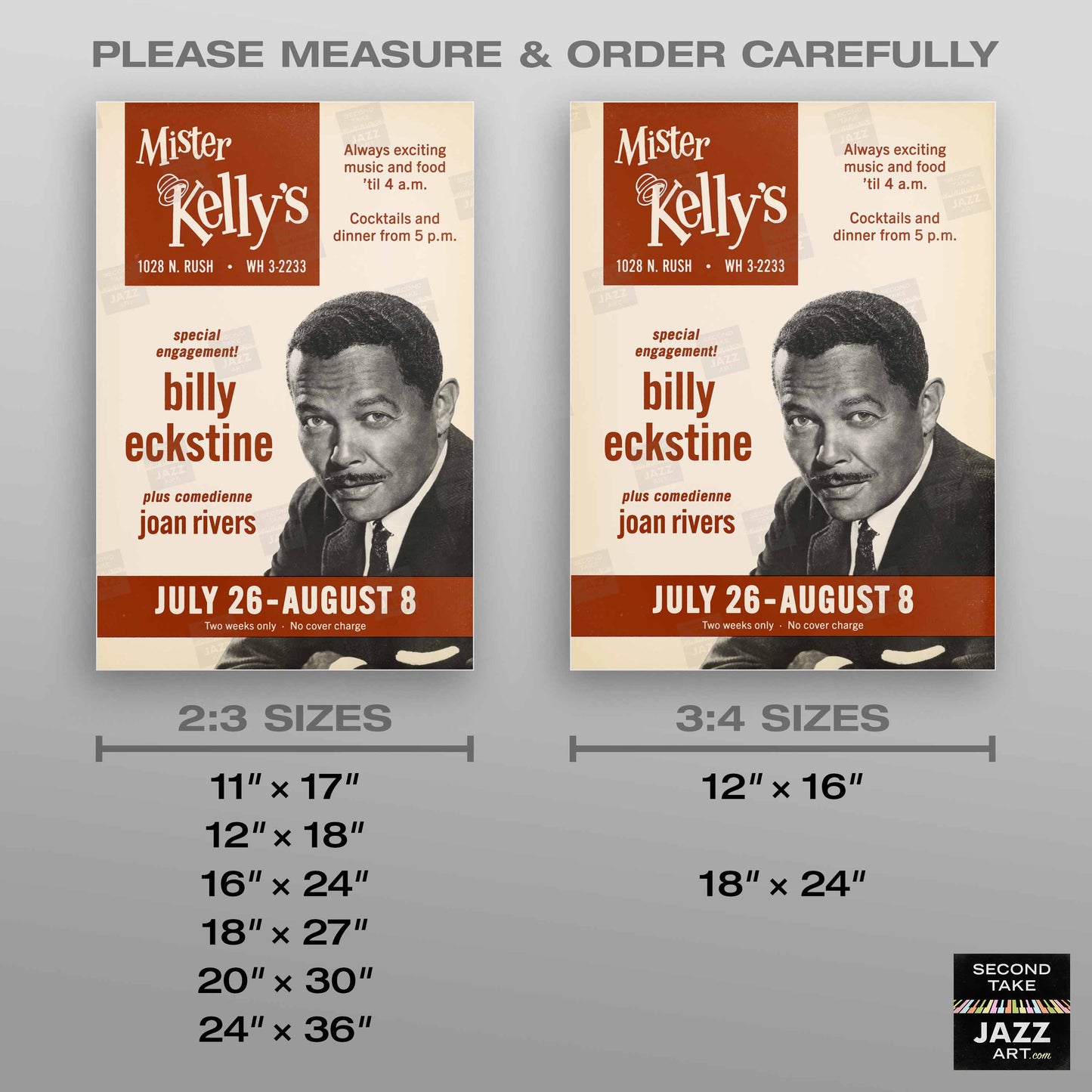 Billy Eckstine jazz poster - Mister Kelly's - Chicago - 1965