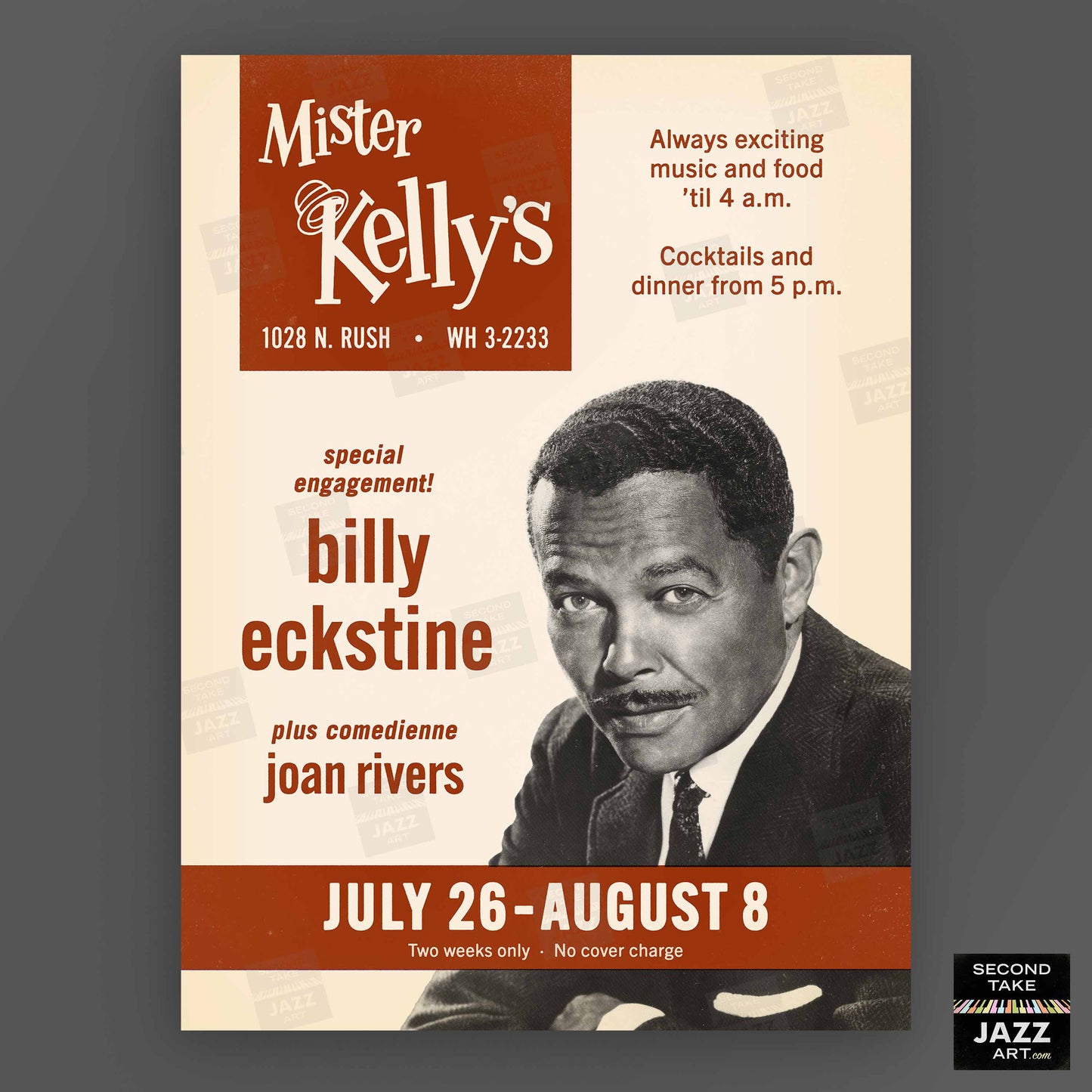 Billy Eckstine jazz poster - Mister Kelly's - Chicago - 1965