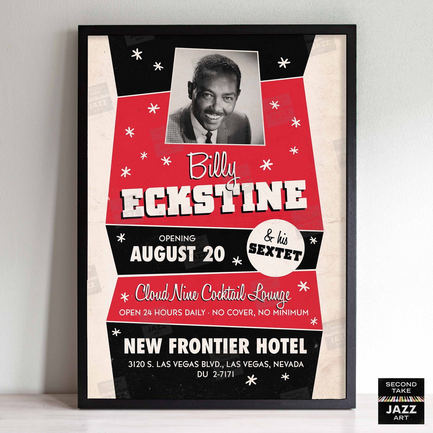 Billy Eckstine jazz poster - No Cover, No Minimum - Las Vegas - 1960