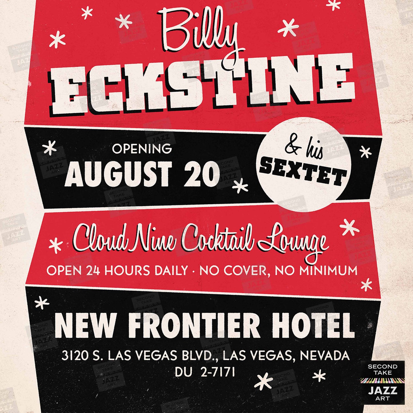 Billy Eckstine jazz poster - No Cover, No Minimum - Las Vegas - 1960