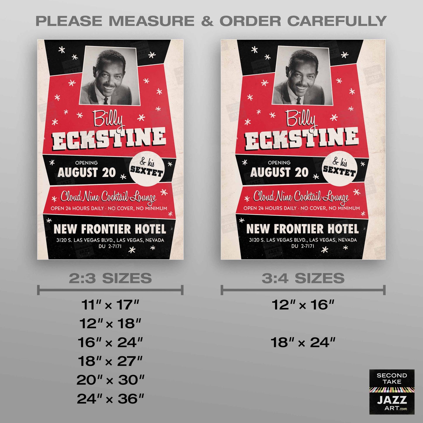 Billy Eckstine jazz poster - No Cover, No Minimum - Las Vegas - 1960