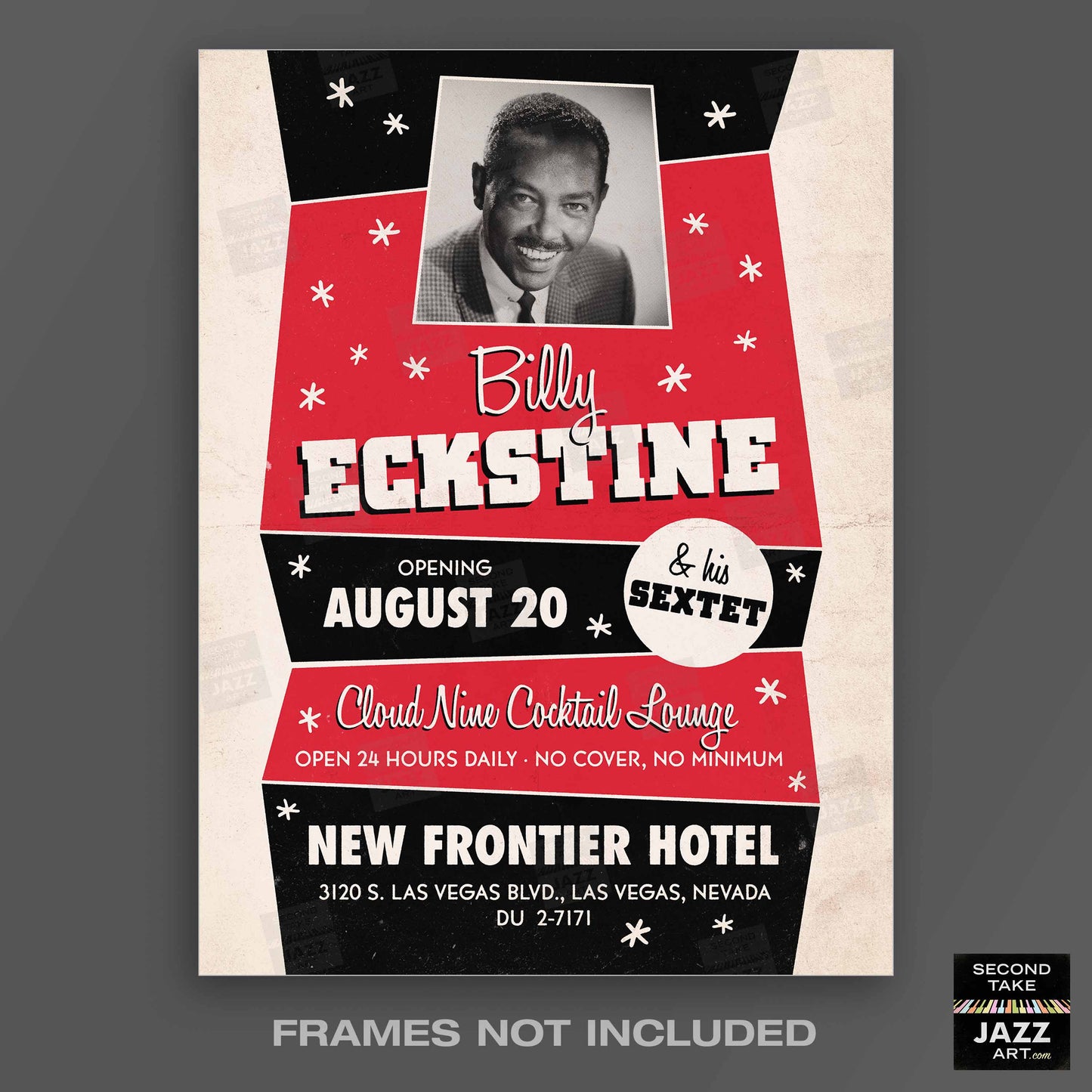 Billy Eckstine jazz poster - No Cover, No Minimum - Las Vegas - 1960