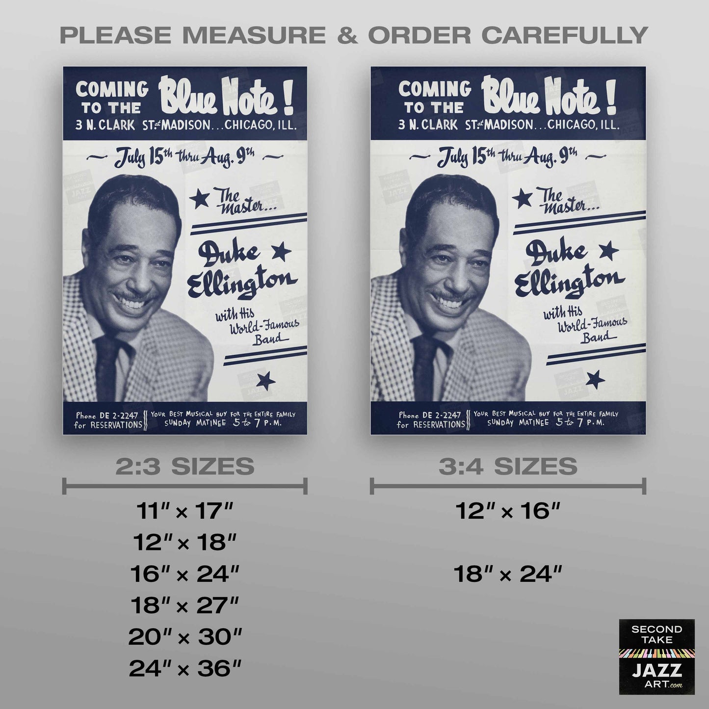 Duke Ellington jazz poster - Live at the Blue Note - Chicago - 1959