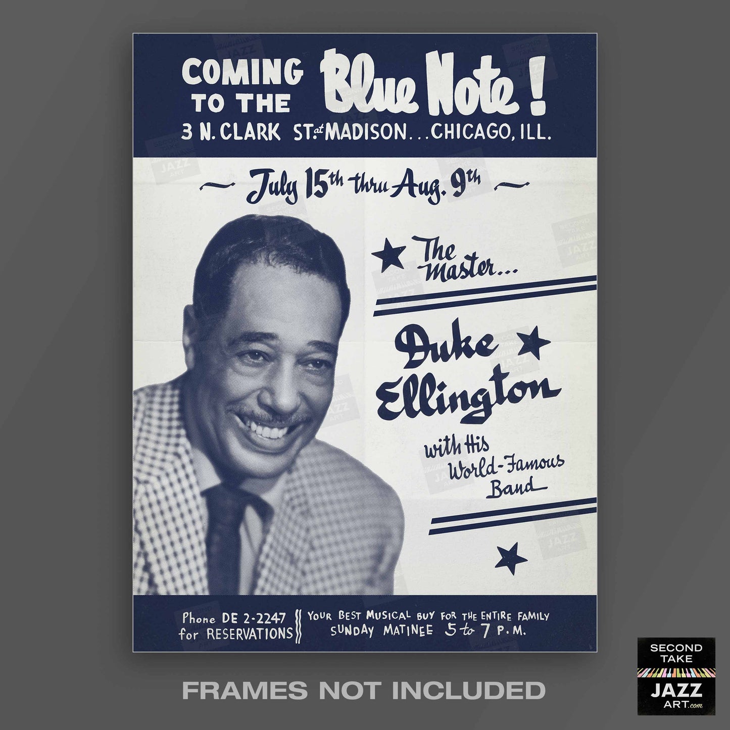 Duke Ellington jazz poster - Live at the Blue Note - Chicago - 1959