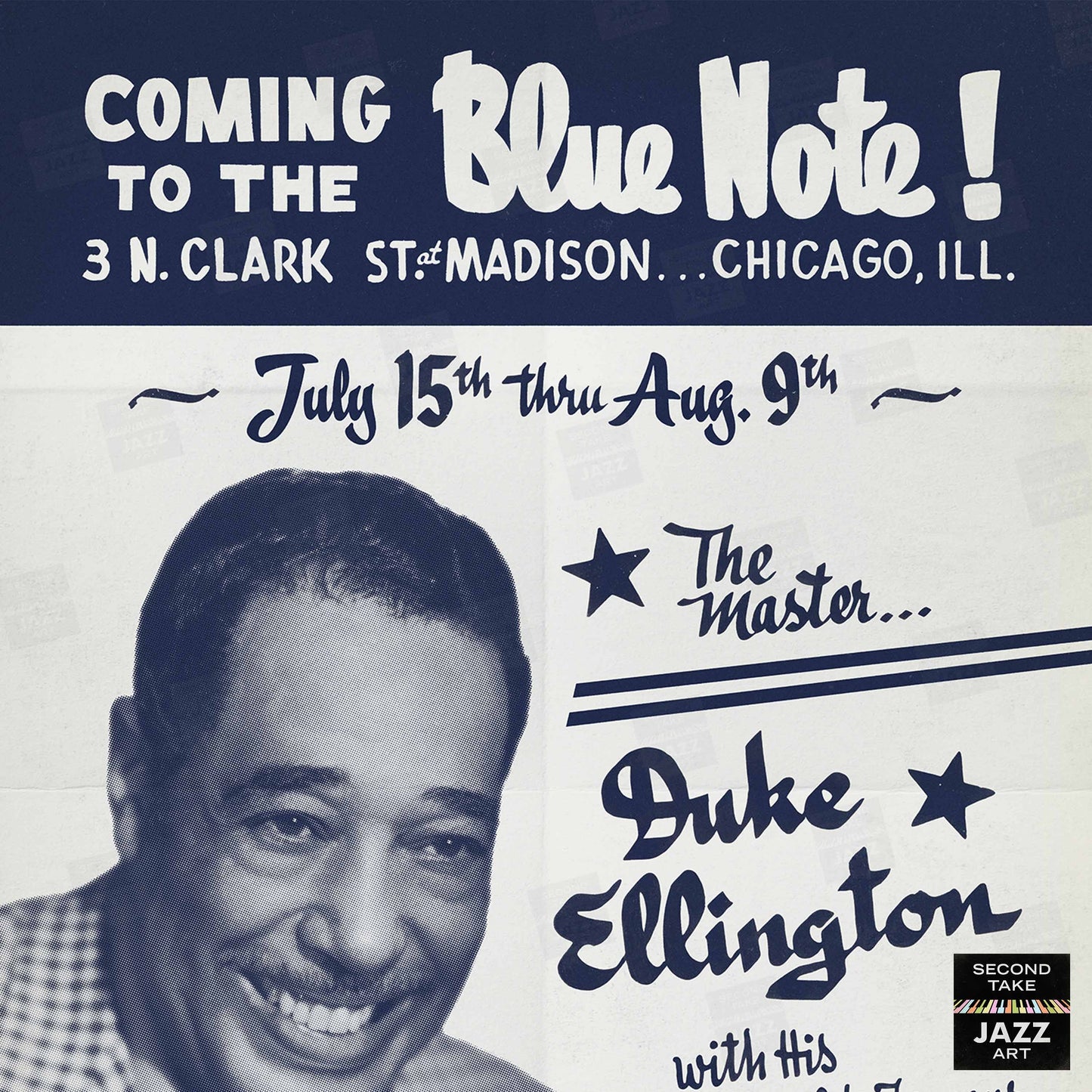 Duke Ellington jazz poster - Live at the Blue Note - Chicago - 1959