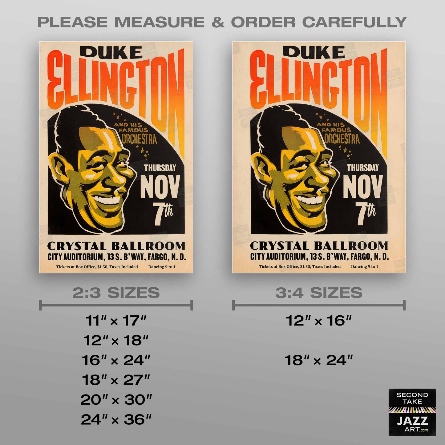 Duke Ellington Orchestra jazz poster - Fargo - 1940