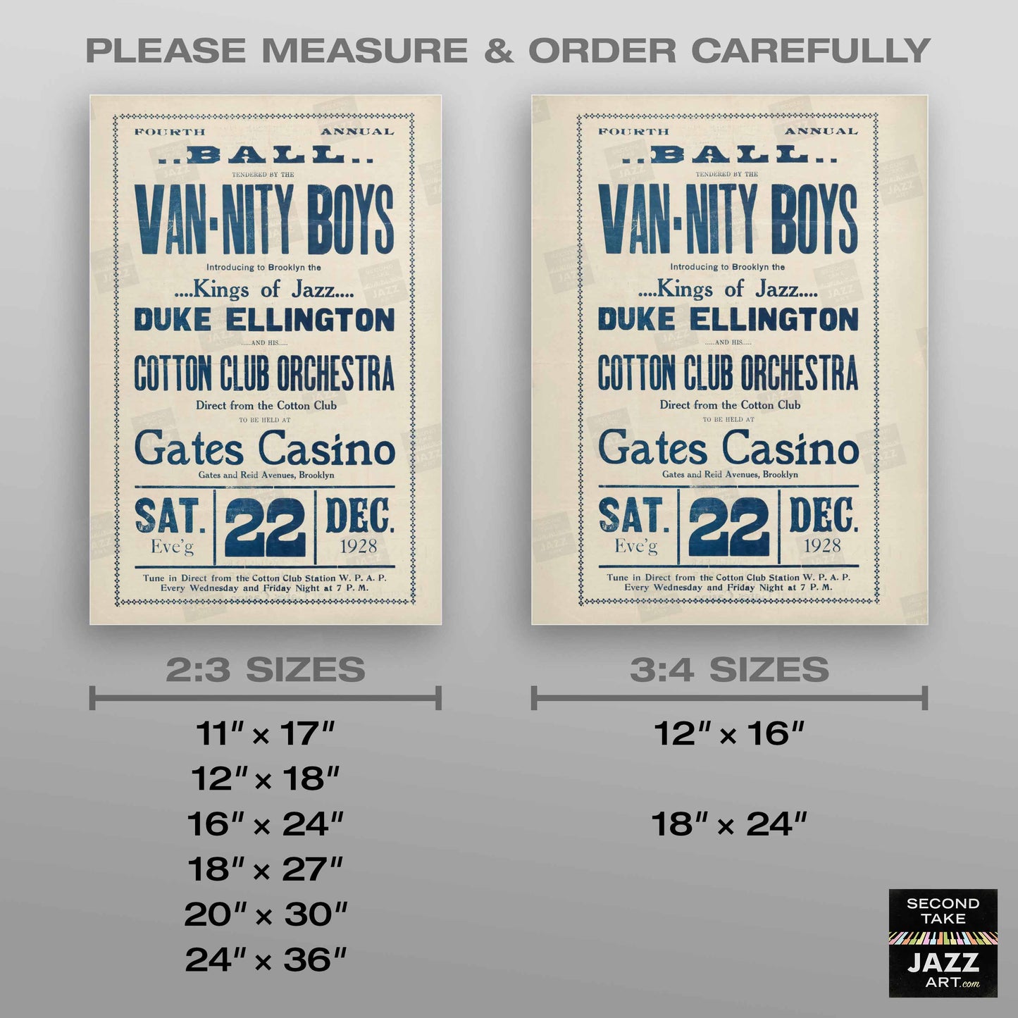 Duke Ellington jazz poster - Cotton Club - Gates Casino - 1928