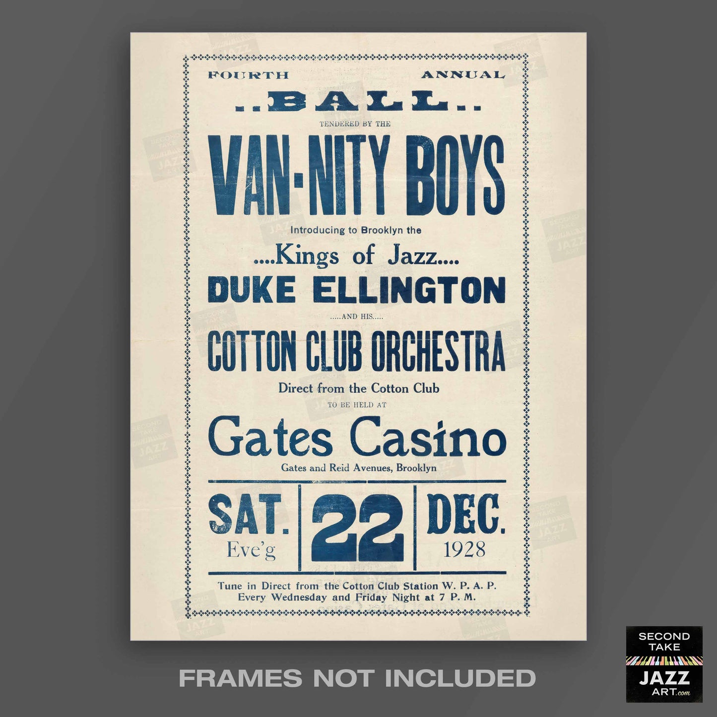 Duke Ellington jazz poster - Cotton Club - Gates Casino - 1928