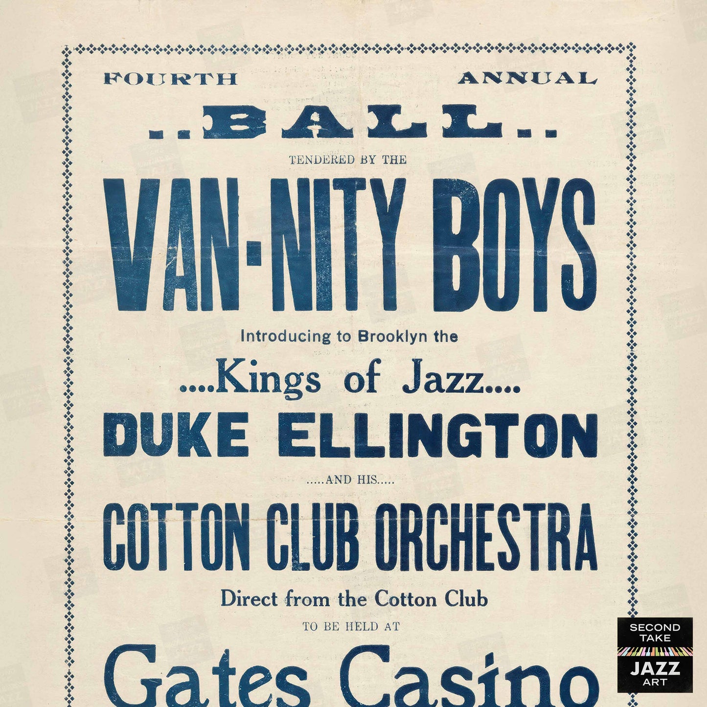 Duke Ellington jazz poster - Cotton Club - Gates Casino - 1928