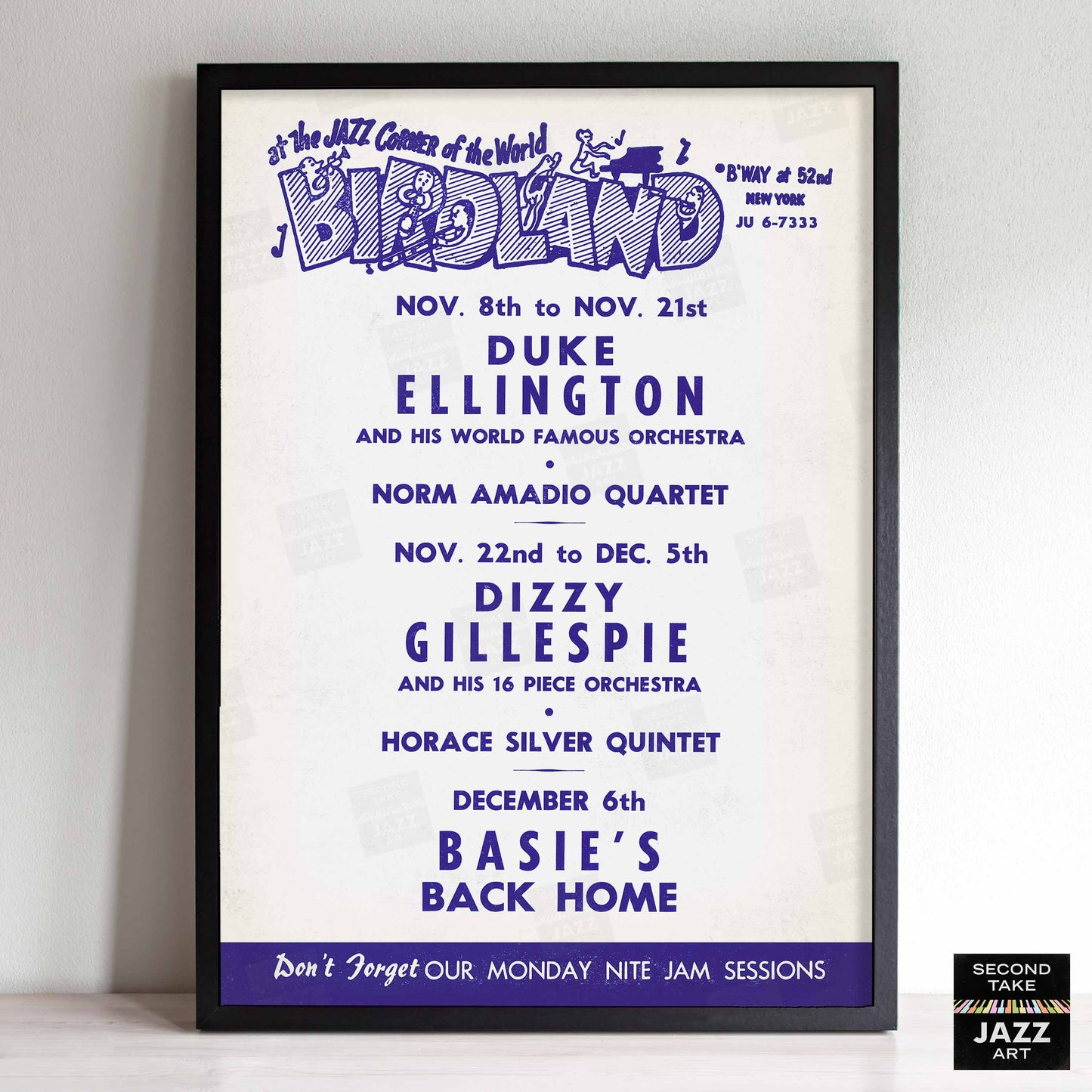 Duke Ellington - Dizzy Gillespie - Count Basie jazz poster - Birdland - 1956