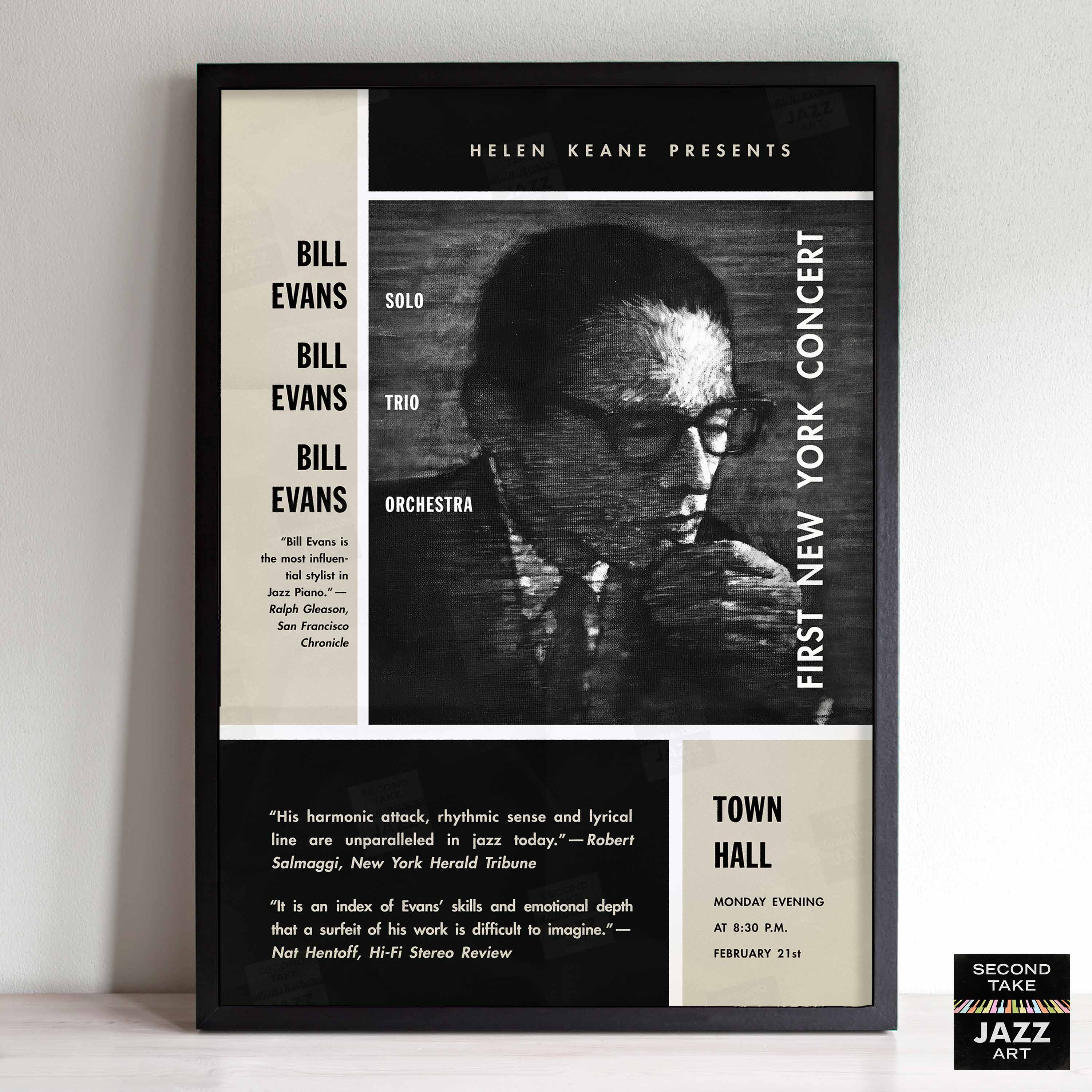 Bill Evans jazz poster - Town Hall - 1966 – SecondTakeJazzArt