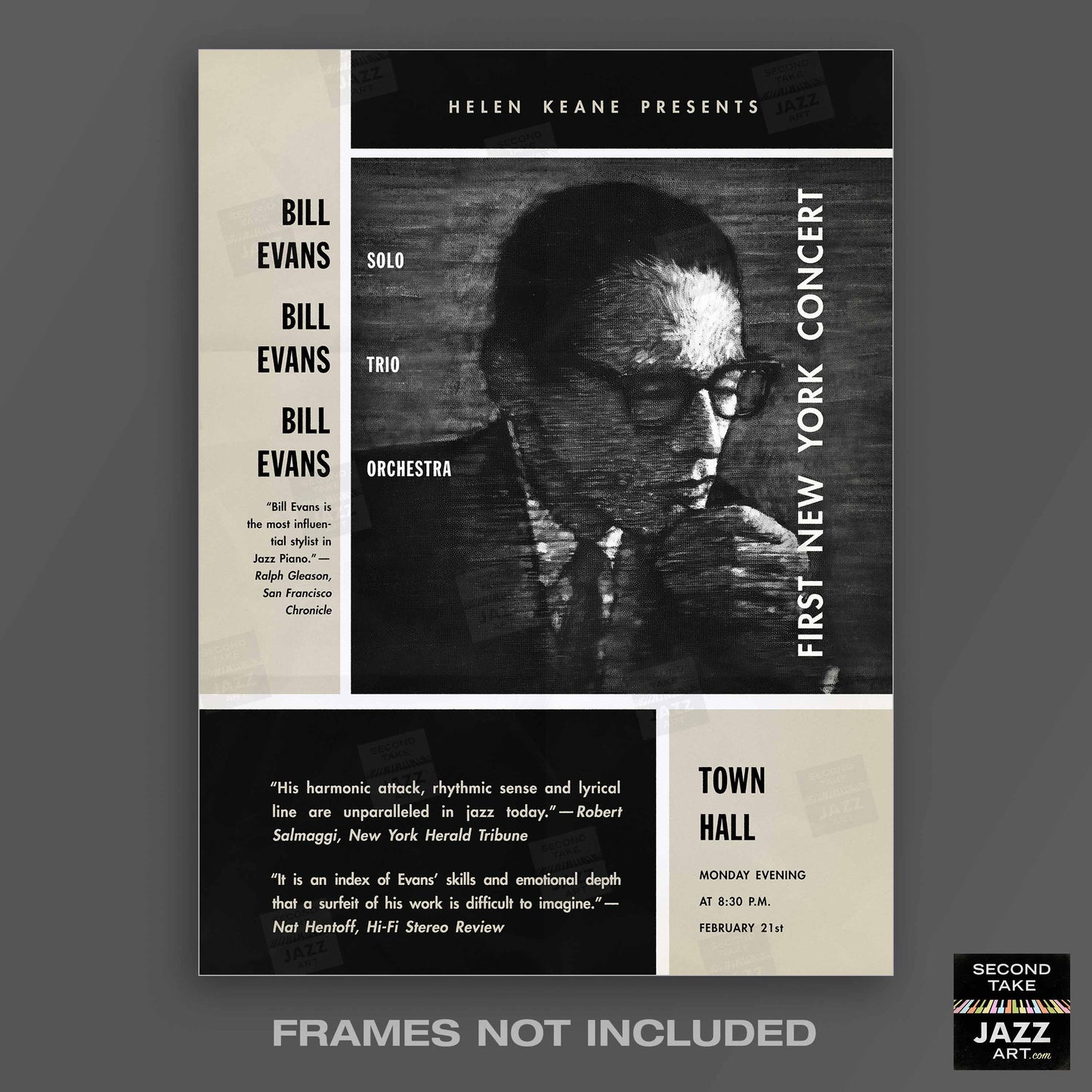 Bill Evans jazz poster - Town Hall - 1966