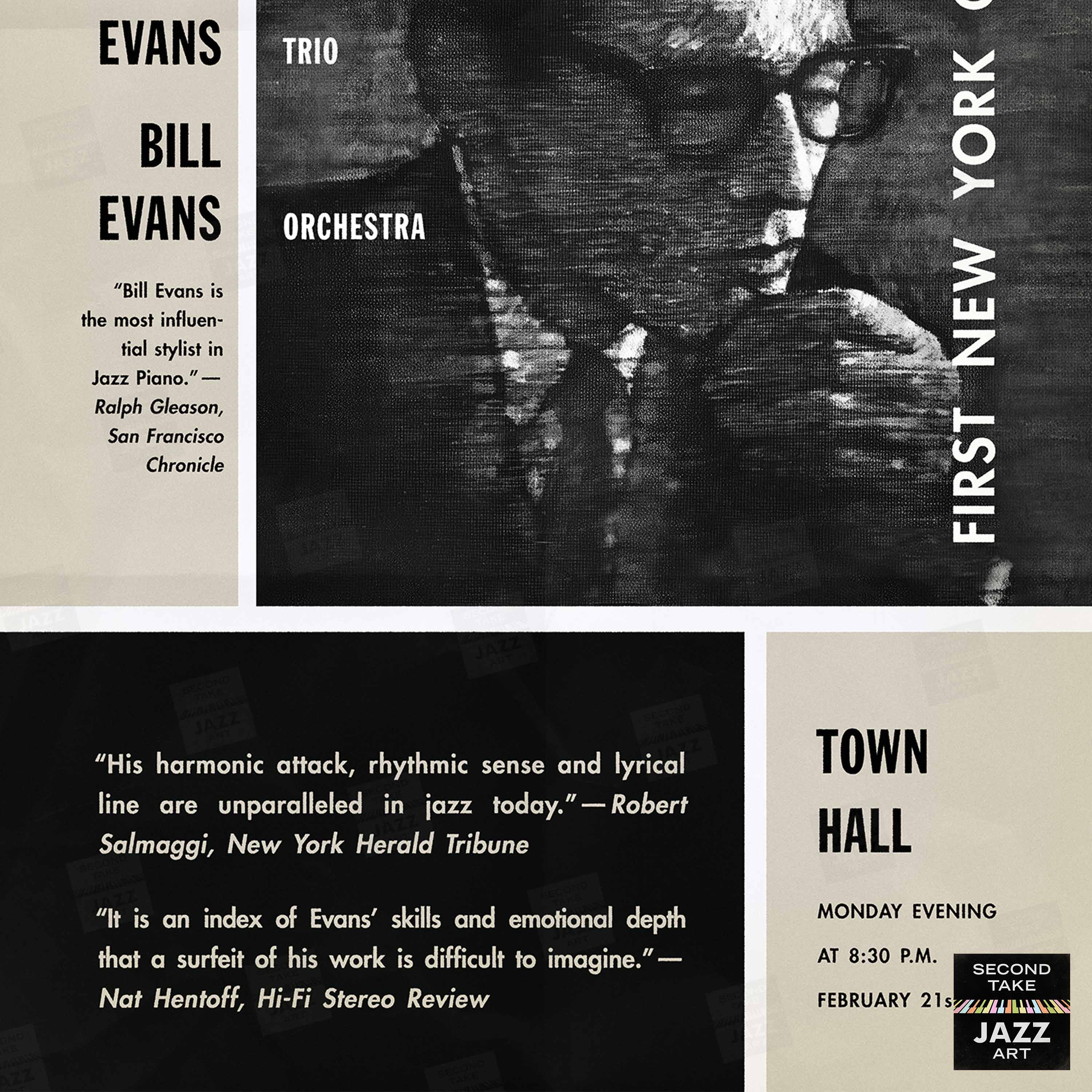 Bill Evans jazz poster - Town Hall - 1966 – SecondTakeJazzArt