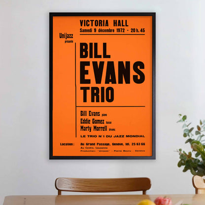 Bill Evans jazz poster - Victoria Hall - 1972