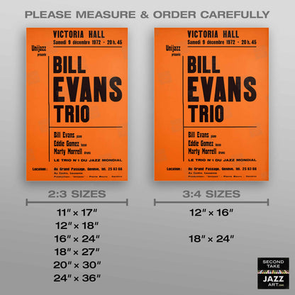 Bill Evans jazz poster - Victoria Hall - 1972